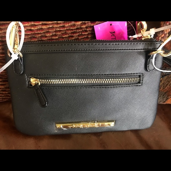 BETSEY JOHNSON Black Tie Stone Crossbody 2 piece S - Picture 6 of 6